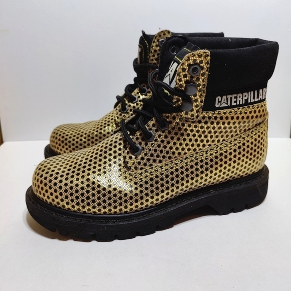 Caterpillar CAT Utility Metallic Gold Black Colorado Women's Work Boots Size 7 - Picture 1 of 9